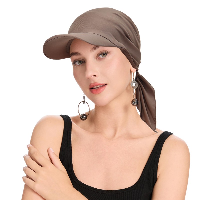 ZLYC Women's Summer Chemo Headwear Brim Visor Hat Beanie Hat,