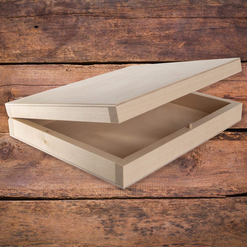 Rectangular Book Shaped Wooden Box with Lid & Bolt Closure