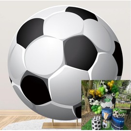 Renaiss 1.8 x 1.8 m Football Round Backdrop Cover 3D Football Polyester Fabric Photography Background Birthday Sports Party Decoration Baby Shower Boy Man Children Photo Props