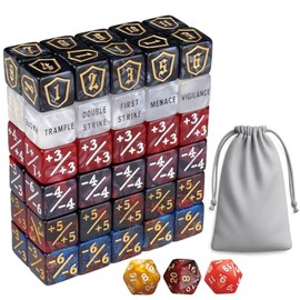63 PCS MTG Dice Counters Set, D6 MTG Tokens with Bulk Abilities Keywords and MTG Life Counters,TCG and Card Games