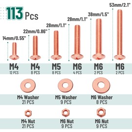 Mr. Pen- Bolts, Nuts, and Washer Assortment Kit, 113 pcs, Rose Gold, Nuts and Bolts Assortment Kit, Assorted Nuts and Bolts, Nut Bolt and Washer Assortment, Bolt and Nut Assortment
