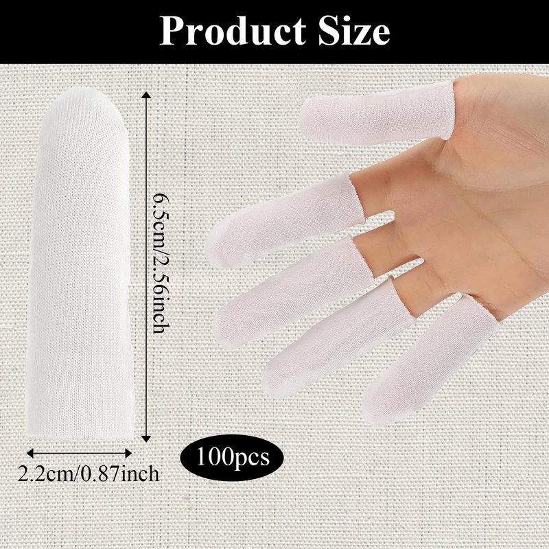 100Pcs Cotton Finger Cots,Finger Bandages Tubular,Thumb Protector,Finger Covers for Flexible