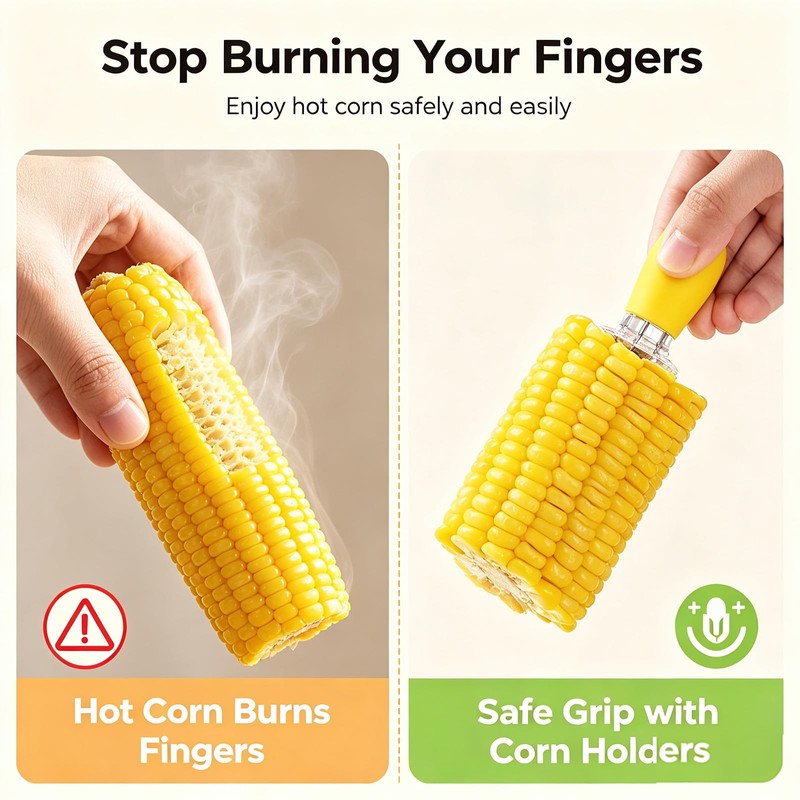 LAIYORA 10Pcs Steel Corn Skewers & Holders 5 Colours for