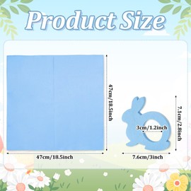 Whaline 10 Sets Easter Pastel Napkins Cloth with Wooden Bunny Napkin Rings 5 Colors Rabbit Napkins Ring Holders with Napkins for Spring Holiday Party Table Setting Decor Supplies