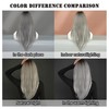 7JHH WIGS Grey Ombre Layered Wig with Curtain Bangs Long