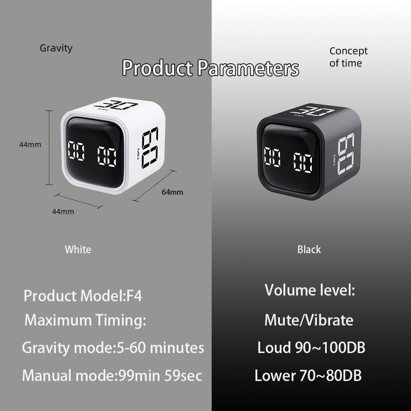 EooCoo Stylish Digital Timer, Creative Cube Rotation Timer 5/10/30/60 Minutes,