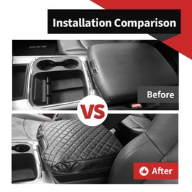 Voodonala for Dodge RAM 2010-2017 Center Console Armrest Box Cover Antiscrach Cover Pet Scraches Cover Compatible with Dodge RAM -Black