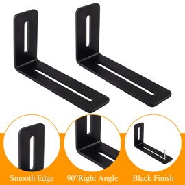 Biaungdo 101x60x30mm/4 x 2⅜" x 1⅛" Adjustable Right Angle Brackets L-Shape Corner Brace Support Black-(4 Pcs)