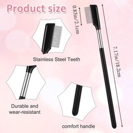Qianyu 4 Pcs Metal Eyelash Comb Eyebrow Grooming Separator Tool Small Extra Long Eye Lash Brush Stainless Steel Teeth Cosmetic Makeup Tool for Women Girls