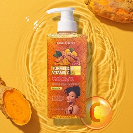 Lemon turmeric scrub shower gel, perfume type long-lasting aromatic moisturizing turmeric shower gel, exfoliate Nourishing and moisturizing:_3bottle