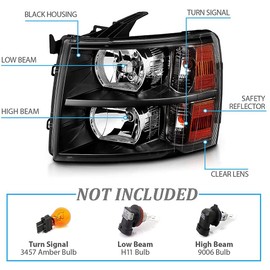 2007-2013 Chevy Silverado 1500 2500 3500 Replacement Headlights Headlamps Pair