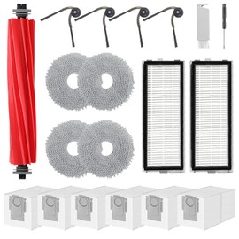 Accessories Replacement Kit for Roborock Qrevo Serie - QV 35A/QV 35S, Qrevo S Pro, QR 598/QR 798 Robot Vacuum, 1 Main Brush, 4 Mop Clothes, 2 Filters, 4 Side Brushes, 6 Dust Bags