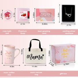 Gifts For Mom From Daughter Birthday Gifts for Women Best Mom Ever Necklace Gifts for Mama Present Mother Tote Bag Coffe Mugs Set