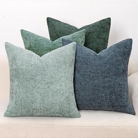 AKASENKO 4 Fundas para Cojines de Sala, Suave Lino Decorativo, Funda de Cojín Cuadrada Bohemia para sofá, Cama, casa, Coche, decoración Interior, 18 x 18 Pulgadas (4, Azul Degradado)