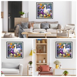 AIRDEA 5D Duck Diamond Art Painting Kits for Adults Beginners Round Full Kits DIY Flowers Diamond Art Kits Ducklings Diamond Art Painting by Number Kits Animals Gem Painting Art 12x12inch