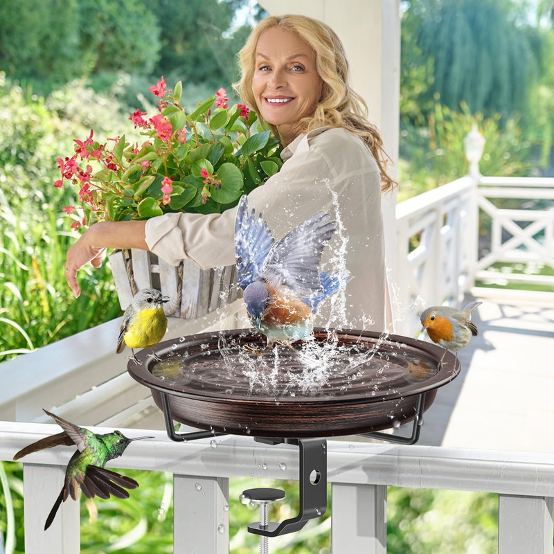 VeyFolzin.st Deck Mounted Bird Bath for Outside, Detachable Birdbath Bowl