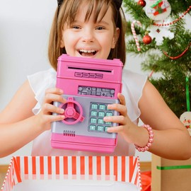 Highttoy Children's ATM Electronic Coin Money Safe for Kids Hot Gift, pink
