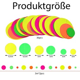 Ovanda Black Light Party Decoration, Round Paper Garland, 6 m Neon Paper Garland, UV Black Light Paper Garland, Luminous Party Accessories, for Birthday, Bridal Showers, Rustic Wedding Decorations