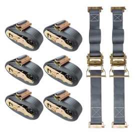 E Track Ratchet Tie Down Straps 8pack (4,500lb Break Strength),2” x 20’Premium E-Track Tie Downs with Standard Spring E-Fittings,Ultimate Heavy Duty ETrack Strap for Trailer,Truck,Motorcycle