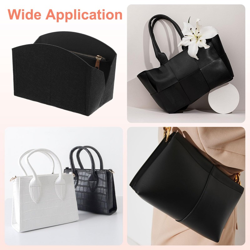 uxcell Purse Organizer Insert, Portable Felt Organizer Bags with Metal