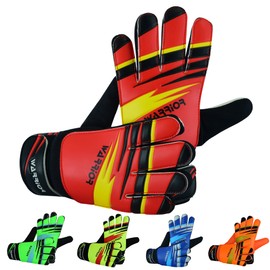 warrior gears Goalkeeper Gloves Kids, Football Goal Keepers Gloves for Kids, Goalie Gloves Kids with Double Wrist Protection, Kids Junior Goalkeeper Gloves - Red, 8 - For M-L Adults