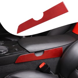 Lcojicep Driver's Side Armrest Panel Cover Trim Compatible with Corvette C6 Z06 ZR1 2005-2013, Real Soft Carbon Fiber Gear Shift Side Panel Sticker Interior Accessories（Red）