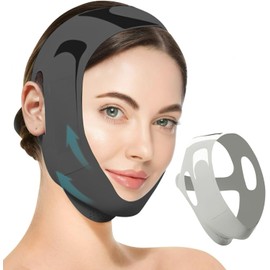 Faja Papada Facial Lifting，Correa Facial para V-Lifting ，Reutilizable Faja para Papada Mujer，Elástico y muy elástico，Eliminar la Flacidez de la Piel y Reafirmar con Efecto Antiarrugas (Negro)