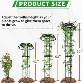 SORANGEUN 65” Garden Trellis for Climbing Plants, Mushroom Plant Support for Potted Plants, Outdoor Heavy-Duty Obelisk Trellis for Cucumber, Tomato, Grape, Rose, Pea, Vine, Bean, Clematis, Zucchini