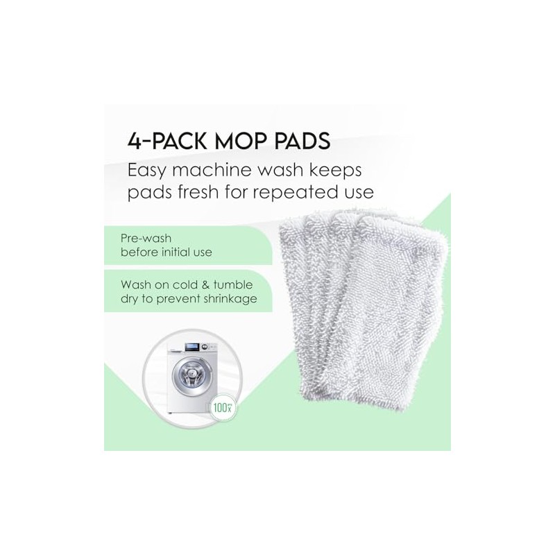 Turbo Microfiber 4-Pack Mop Pads for Shark Steam Mop SK