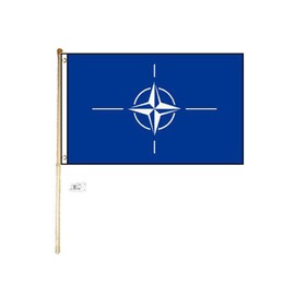 JumpingLight 5 Wood Flag Pole Kit Wall Mount Bracket with 3x5 NATO Country Polyester Flag - Quality Flags