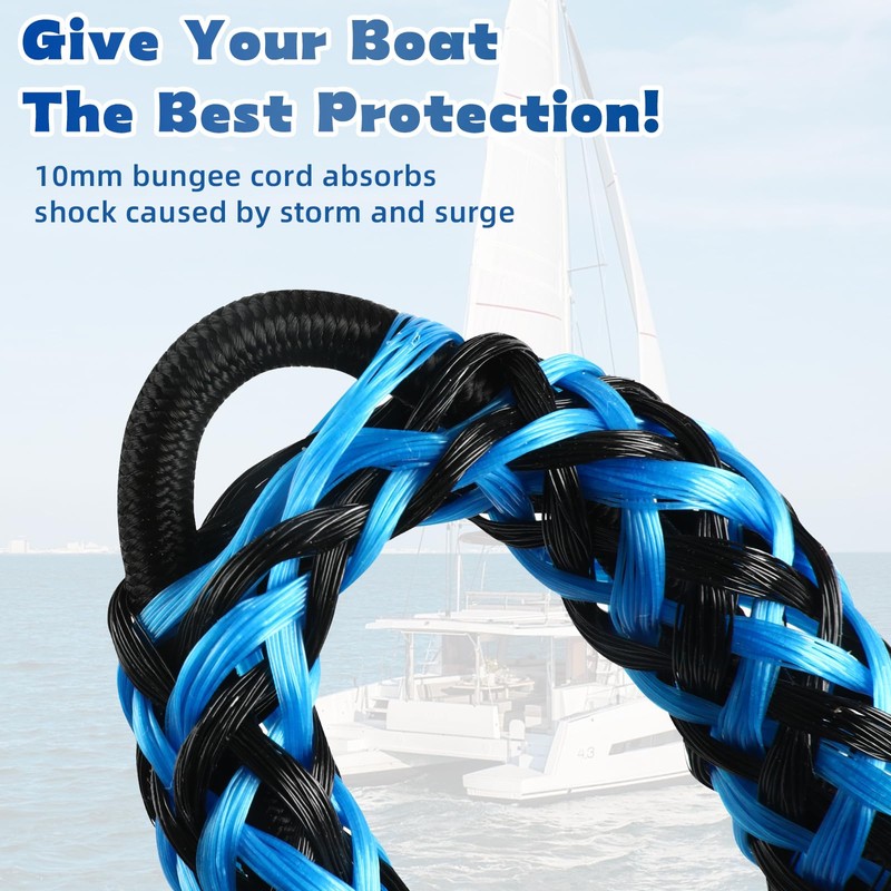 Boat Bungee Dock Lines with Clip 2 Pack Marine Rope