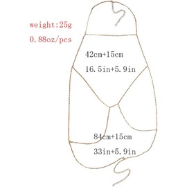 Prosy Party Bra Bikini Chain Chest Chain Gold Harness Body Chain Summer Beach Nightclub Jewelry Adjustable for Women and Girls