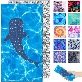 Microfiber Beach Towel – Shark Quick Dry Lightweight Sand Free Oversized Large Towel Accessories Travel Must Have Swim Pool Yoga Camping Gear Summer Cruise Ship Essentials Cloud Compact Gift