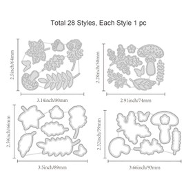 INFUNLY 28pcs Mushroom Die Cuts Flower Hot Foil Plate Leaf 3D Die Cuts Stencil Album Embossing Paper Dies for Card Making Scrapbooking Decoration Paper Dies