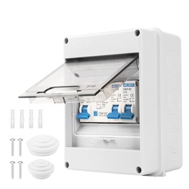 Consumer Unit 2 Way IP65 Protection Consumer Unit Circuit Breaker Consumer Units Anti-Leakage Fuse Box for Garages, Caravans, Workshops 50A 30mA RCD 2MCB 6A+16A