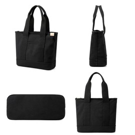 zhongningyifeng Canvas Women Tote Bag Casual Top Handle Satchel Large Capacity Handbags Shopping Bag for Work Travel, Black, Large