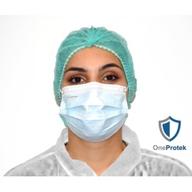 OneProtek Disposable Hair Net, 53 cm, 100 Hair Protection, Green, Nurse's Caps, Disposable Cap, Spun-Fleece Clip Caps, Comfort & Air-Permeable (1)
