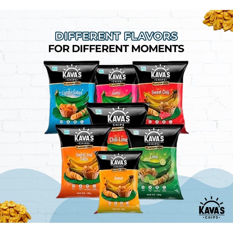 Kava's Plantain Chips, Lightly Salted Chips - 24 Packs Vegan
