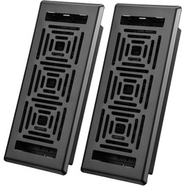 Floor Register 4x14, Floor Vent Covers, Steel Adjustable Air Supply Grille Register Vent Cover Grill for Sidewall and Floor, Vent Covers for Home Floor, 2 Pack Black