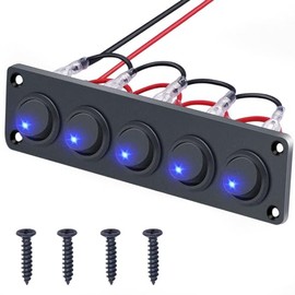 HIYFUH Rocker Switch Panel 20A Waterproof On Off 12V BlueToggle Switch for Cars Trucks Boats, 2 Years Warranty