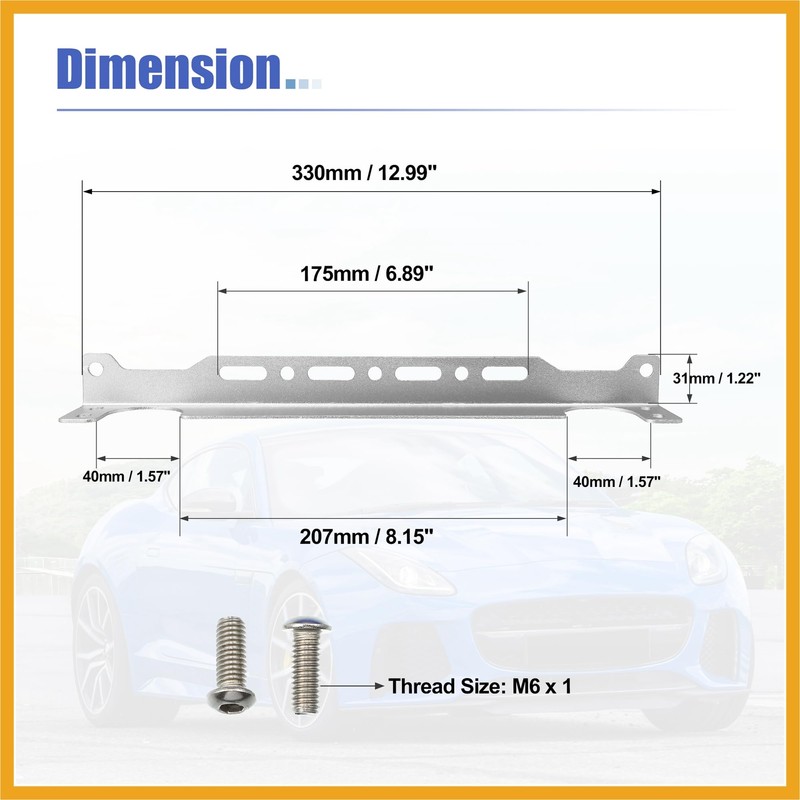 Partuto Universal Oil Cooler Mounting Bracket Kit 330mm Silver Tone