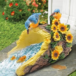 Teaeeno Hummingbird Gutter Downspout Extension Decor,Animal Rain Downspout Diverter,3''x4'' Downspout Extender Diverter Splash Block Sculpture Outdoor Decor,Funny Gutter for Garden,Terrace,Lawn,Yard