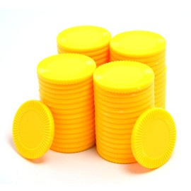 Smartdealspro 64pcs 32mm/1.26 Inch Opaque Plastic Learning Counters Disks Mini Poker Chips Game Tokens with Storage Box (Yellow)