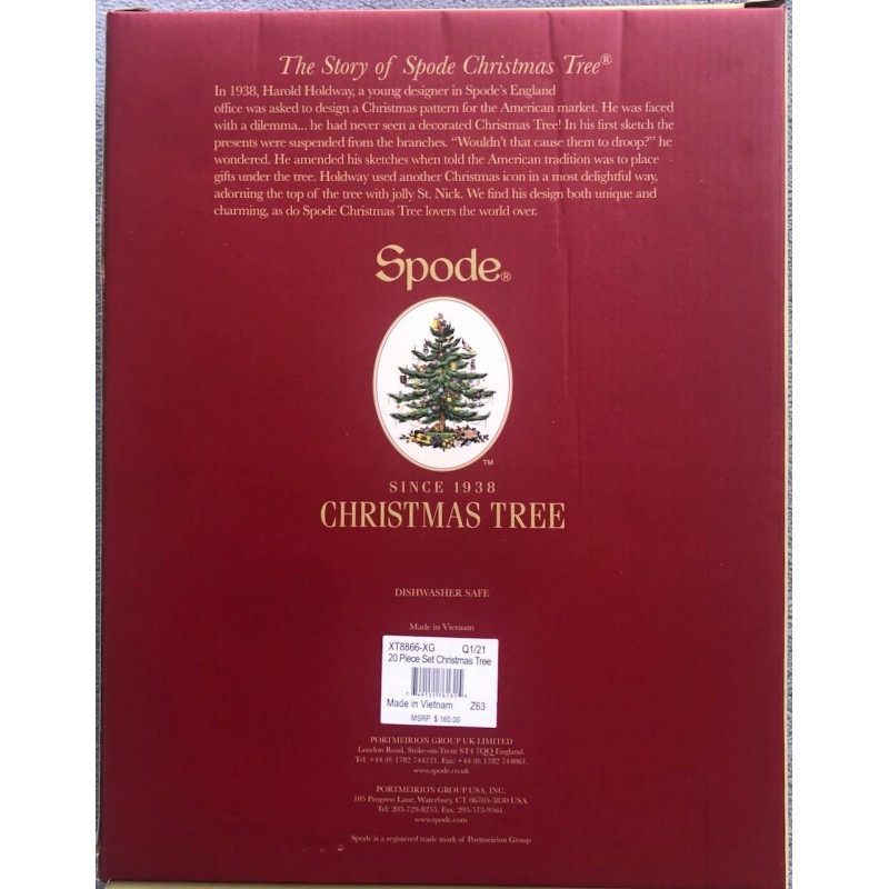 Spode 20 Pcs Spode Christmas Tree Stainless Steel Flatware Set