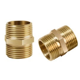 3/4 Inch Npt Brass Nipple Male To Male Pipe Fitting Adapter, Straight Connector for Hose, Brass Fittings (3/4 inch x 3/4 inch NPT Male2 Piece)