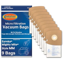 Envirocare Premium Replacement Multi-layer Micro Filtration Vacuum Bags Made to fit Eureka Style MM Eureka Mighty Mite 3670 and 3680 Series Canisters 9 Bags
