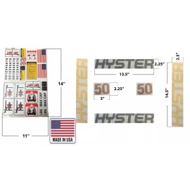 HYSTER 50  FORKLIFT STICKERS + FORKLIFT DECAL KIT OSHA SAFETY LEGAL 2 PAGES USA