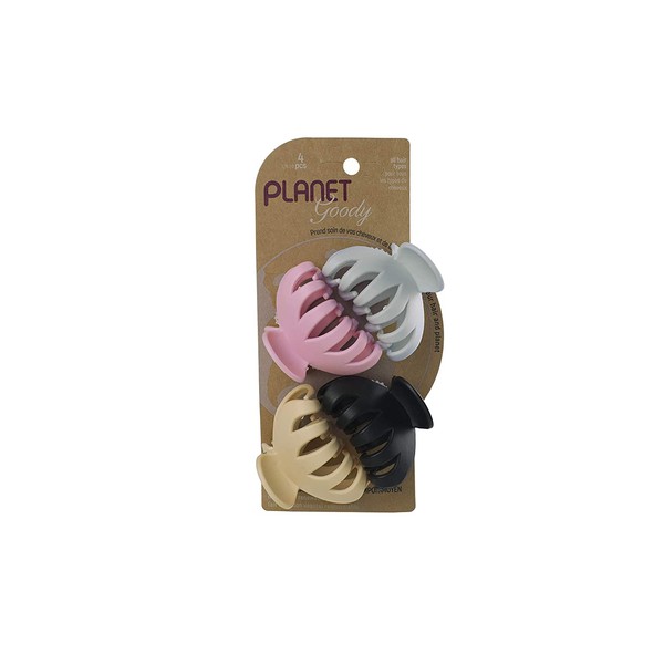 Goody Planet Goody Sustainable Spider Clips, Medium, Extra Strong, Neutral Colors, Pink, Black, Yellow and Gray, 4 Count