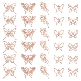 CHGCRAFT 30Pcs 5 Styles Butterfly Open Back Bezel Charms Pendants Zinc Alloy Pendants Bezel Blank Trays Geometric Hollow Frame Charms For DIY UV Resin Epoxy Resin Pressed Flower Jewelry Rose Gold