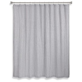 Cackleberry Home Black and White Ticking Stripe Woven Cotton Shower Curtain 72 Inches W x 72 Inches L